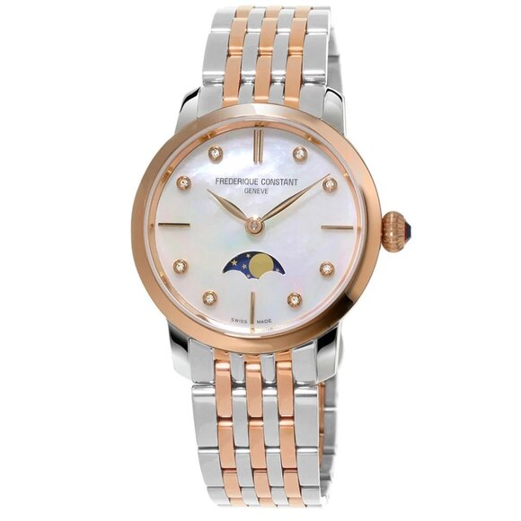 Frederique Constant Women's Moonphase Quartz Silver Watch 30MM FC-206MPWD1S2B - Picture 1 of 7